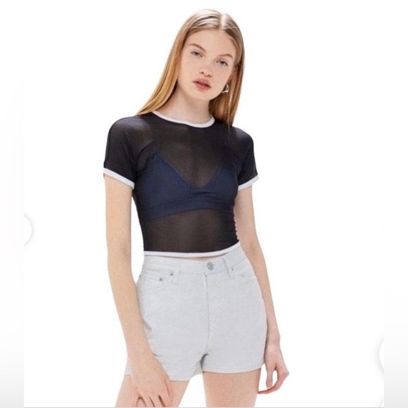 Urban Outfitters BDG Sparkly Shimmery Silver White High Waisted Jean Shorts - Picture 1 of 5